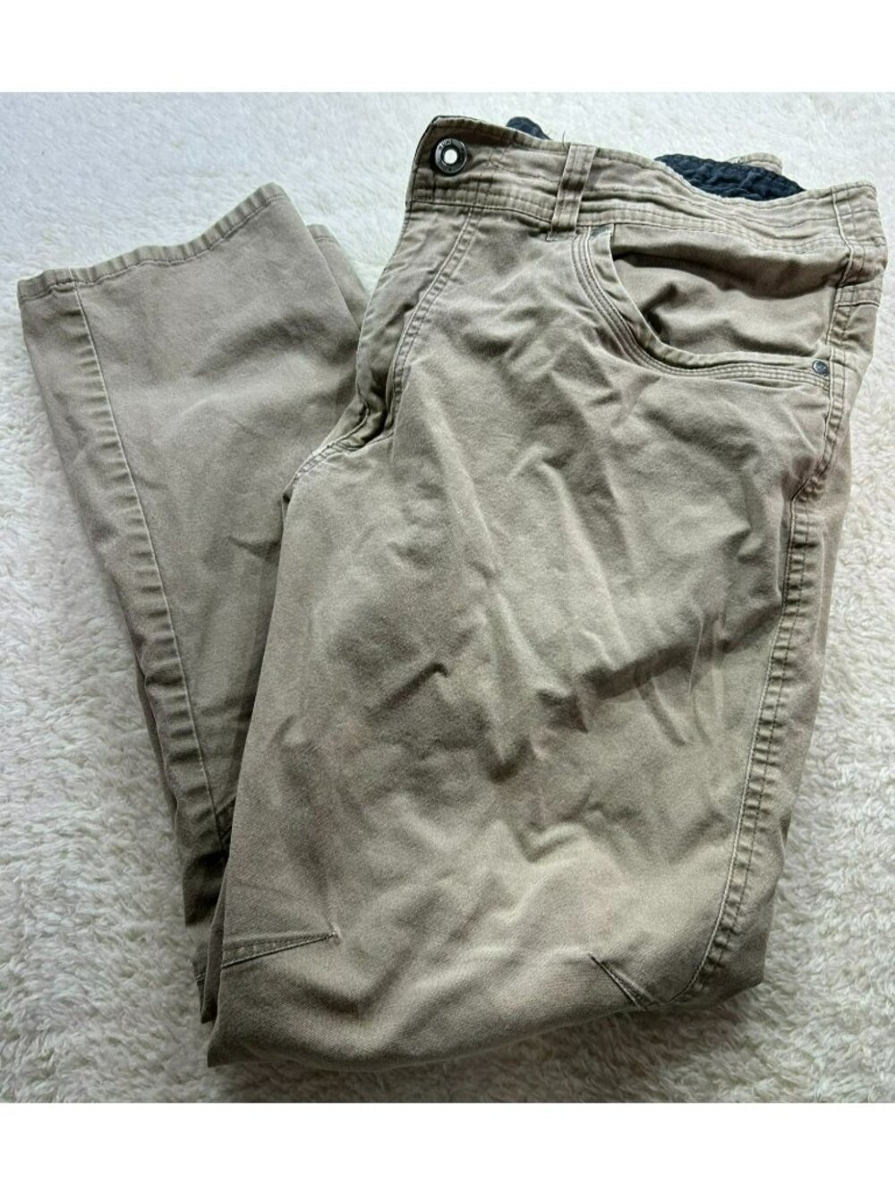 Kuhl Mens Free Kanvus Beige Jeans 38x30 Slim Fit Stretch Canvas Durable Casual P